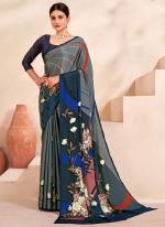 Crepe Soft Silk Black Casual Wear Printed Saree